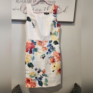 GLAMOUR White Satin Floral Dress NWT Size 10